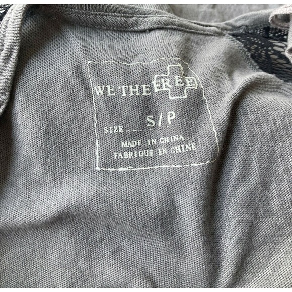 Free People We The Free Raglan Baseball Shirt Folk Metal Lace Sleeves Size Small - Picture 6 of 7